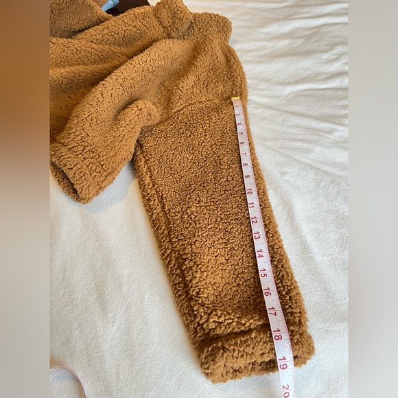 NWOT No Boundaries Brown Sherpa Quarter Zip Pullover Sweater L Teddy Cabincore - Picture 14 of 16